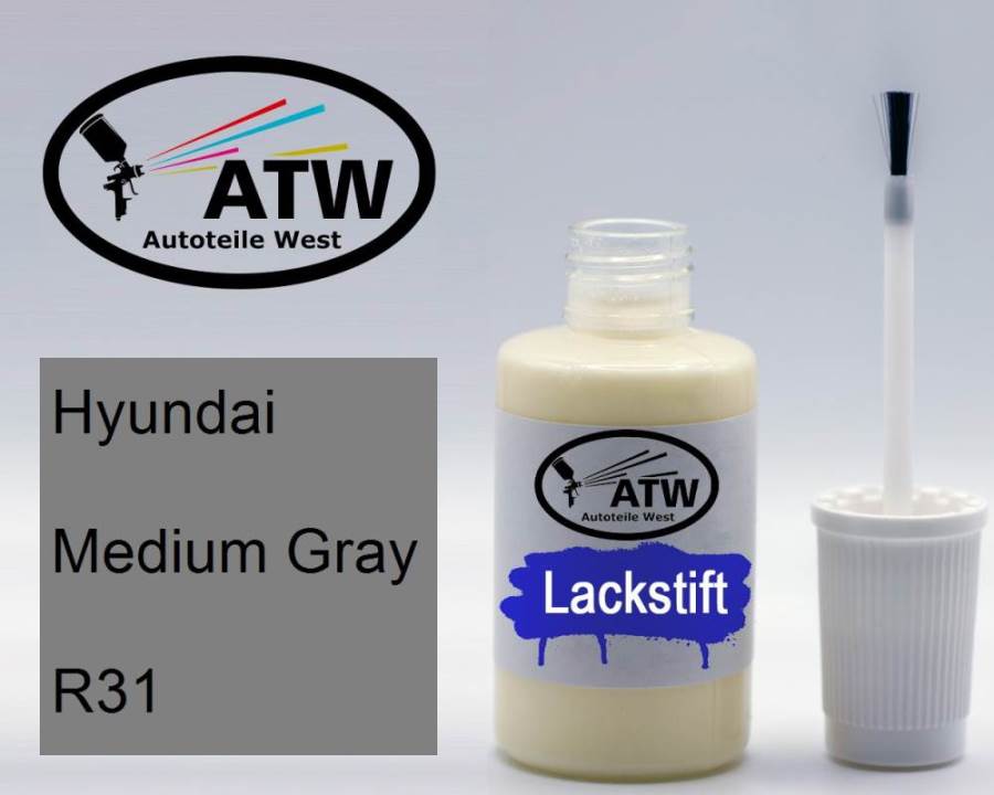 Hyundai, Medium Gray, R31: 20ml Lackstift, von ATW Autoteile West.